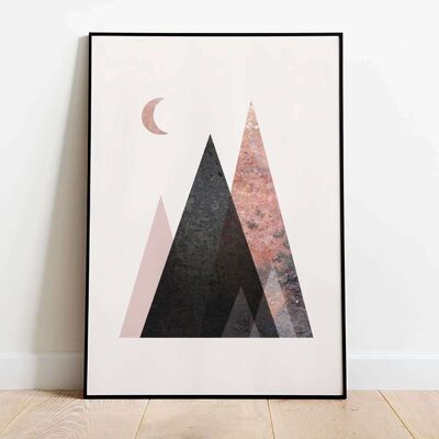 Scandi Mountains Blush Abstract Poster (42 x 59.4cm)