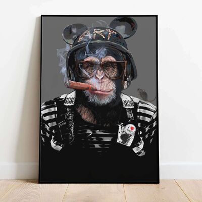 Sergeant Chimp Animal Wall Art Military Poster (42 x 59.4cm)