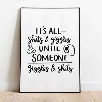 Shits and Giggles Bathroom Typography Poster (50 x 70 cm)