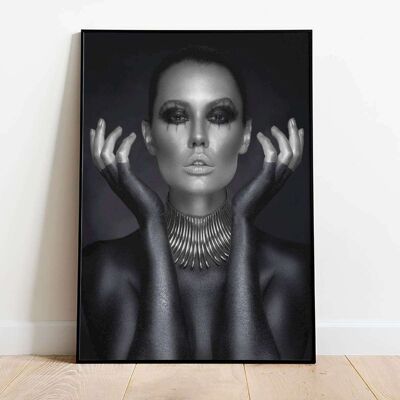 Silver Grey Black Model Fashion Poster (50 x 70 cm)