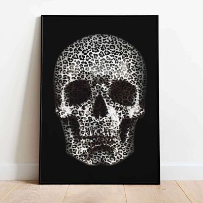 Silver Grey Leopard Skull Poster (50 x 70 cm)