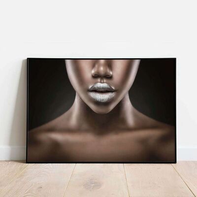 Silver Lips Woman Fashion Photography Poster (61 x 91 cm)