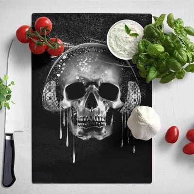 Silver Skull with headphones Chopping Board