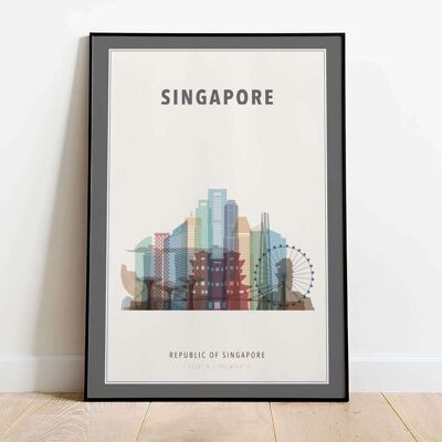Singapore Skyline City Map Poster (42 x 59.4cm)