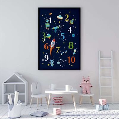 Space Numbers Nursery Poster (50 x 70 cm)