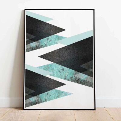 Stalagmite Duck Egg Black Marble Teal Abstract Poster (50 x 70 cm)