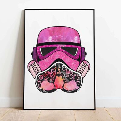 Stormtrooper Helmet Pink Print Poster (42 x 59.4cm)