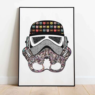 Stormtrooper Helmet Print Cat Poster (42 x 59.4cm)