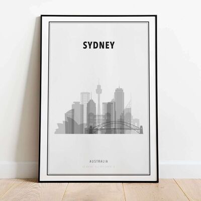 Sydney in B&W Skyline City Map Poster (42 x 59.4cm)