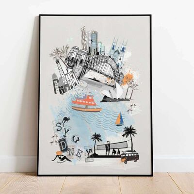 Sydney Retro City Print Fashion Poster (42 x 59.4cm)