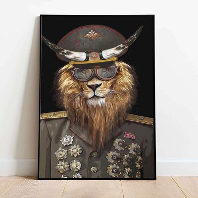 The Dictator Lion Animal Military Poster (42 x 59.4cm)