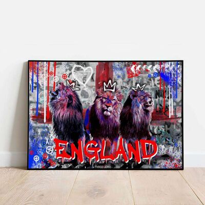 Three Lions England Football Pop Graffiti Poster (42 x 59.4cm)