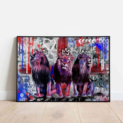 Three Lions Pop Graffiti Poster (50 x 70 cm)