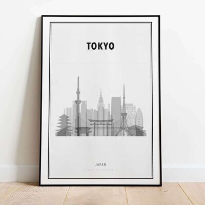 Tokyo in B&W Skyline City Map Poster (42 x 59.4cm)