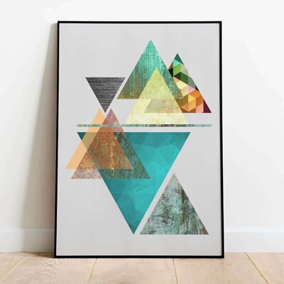 Triangles Abstract Aqua Poster (42 x 59.4cm)