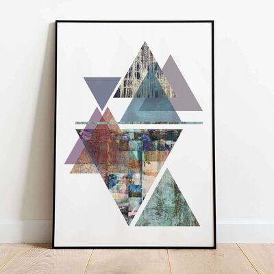 Triangles Abstract Blue Poster (42 x 59.4cm)