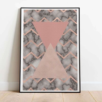 Triangles Abstract Blush Pink Marble Poster (42 x 59.4cm)
