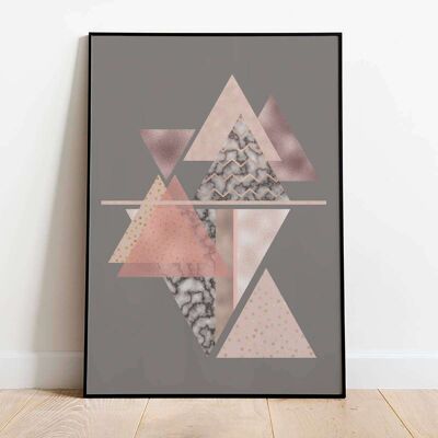 Triangles Abstract Blush Pink Poster (61 x 91 cm)