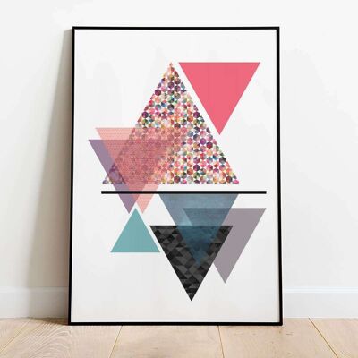 Triangles Abstract Pink Poster (61 x 91 cm)