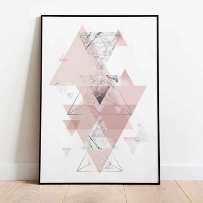 Triangles Marble Blush Pink Grey Abstract Poster (42 x 59.4cm)
