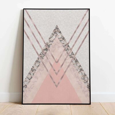 Triangles Marble Bronze Pink Abstract Poster (42 x 59.4cm)