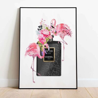 Two Flamingos Perfume Bottle Fashion Poster (42 x 59.4cm)