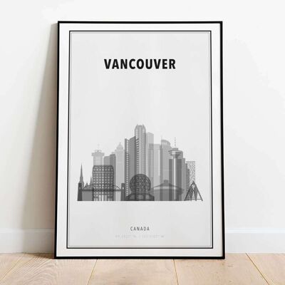 Vancouver in B&W Skyline City Map Poster (50 x 70 cm)