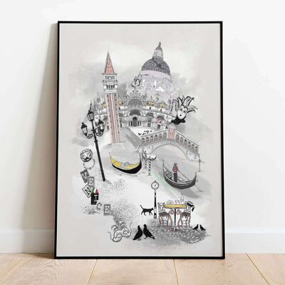 Venice Retro City Poster (61 x 91 cm)