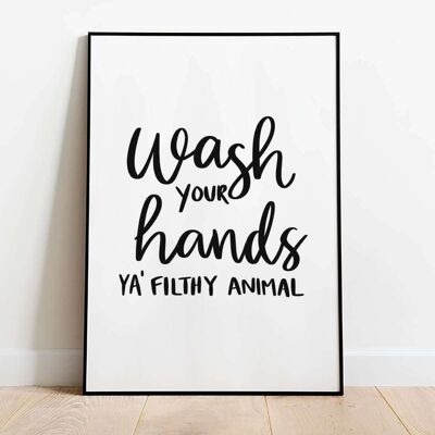 Wash your hands Bathroom Typography Poster (42 x 59.4cm)