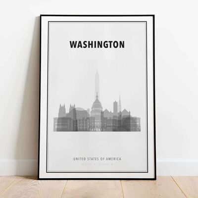 Washington in B&W Skyline City Map Poster (42 x 59.4cm)