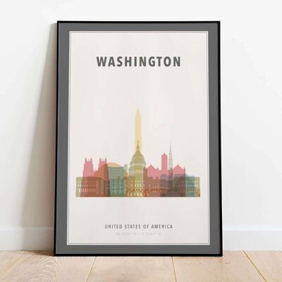 Washington Skyline City Map Poster (42 x 59.4cm)
