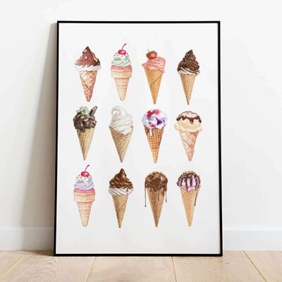 Watercolour Ice Cream Poster (42 x 59.4cm)