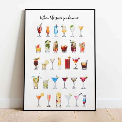 When Life Gives You Lemons Typography Poster (50 x 70 cm)