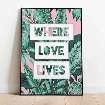 Where Love Lives Typography Poster (50 x 70 cm)