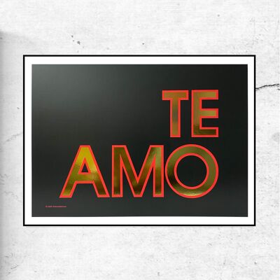 TE AMO NEGRO Y ORO - ESTAMPADO DE EDICIÓN ESPECIAL - LÁMINA DE ORO