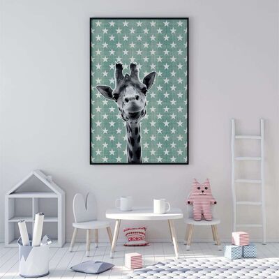 Woodland Nursery Baby Giraffe Green Stars Poster (42 x 59.4cm)