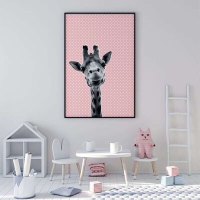 Woodland Nursery Baby Giraffe Pink Poster (42 x 59.4cm)