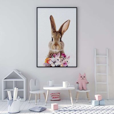 Woodland Nursery Bunny and Flowers Poster (42 x 59.4cm)