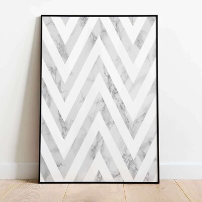 Zig Zag Grey Marble Abstract Poster (50 x 70 cm)