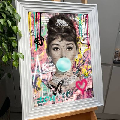 Audrey Bubblegum Embellished Original Painting (61X91CM)