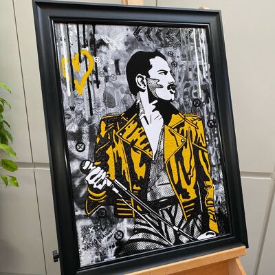 Freddie Mercury Yellow Jacket Embellished Original Painting (42X59CM)