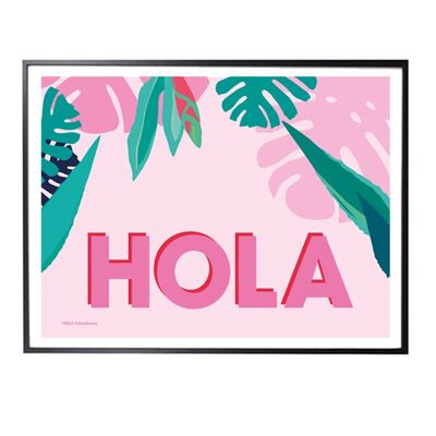 HOLA TROPICAL ART IMPRIMÉ ROSE