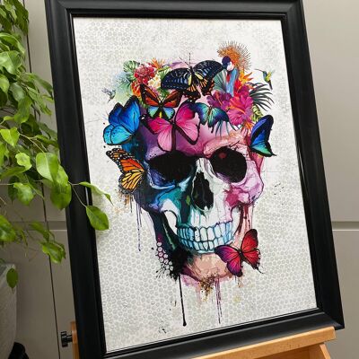 Watercolour Skull Embellished Original Painting (42X59CM)