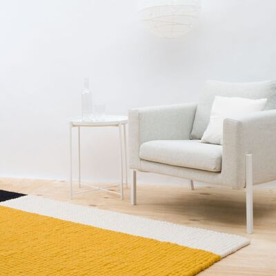 Cube felt ball rug - mustard yellow / gray / black / white - 140 x 200 cm
