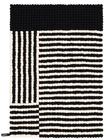 Tapis Boule Feutre Lino - Noir / Blanc - 70 x 100 cm 1