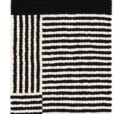 Lino Felt Ball Carpet - Black / White - 70 x 100 cm