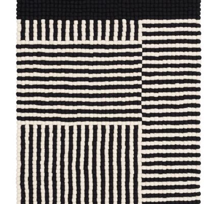 Lino Felt Ball Carpet - Nero / Bianco - 90 x 130 cm