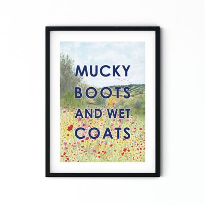 Stivali Mucky e cappotti bagnati