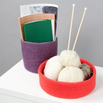 Mini felt basket - size L - red - 7 x 25 cm