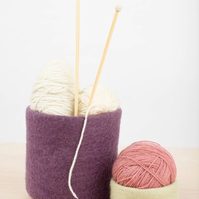 Mini cesta de fieltro - talla M - violeta - 16 x 15 cm